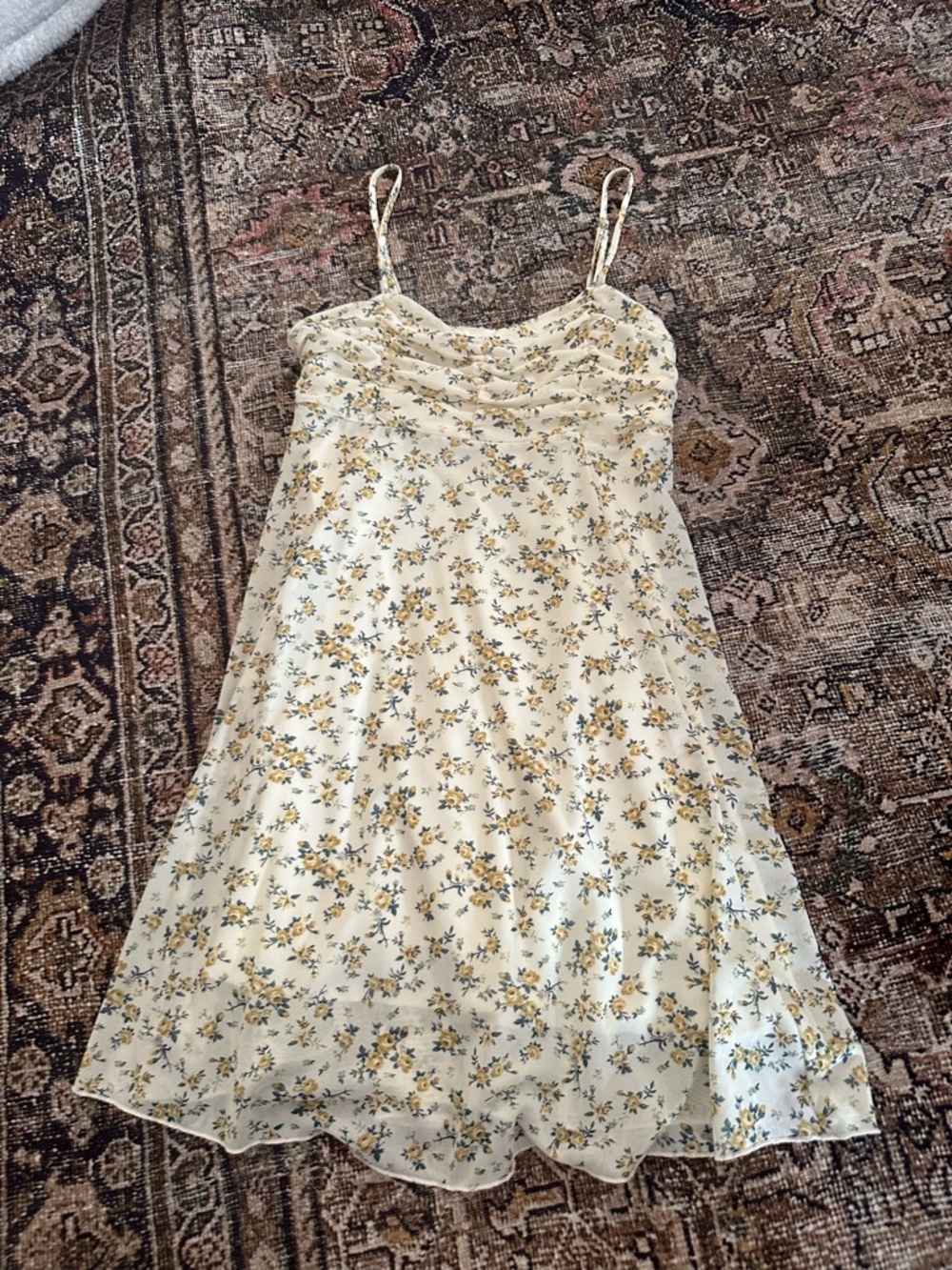Floral Spaghetti Strap Sundress in Pale Yellow